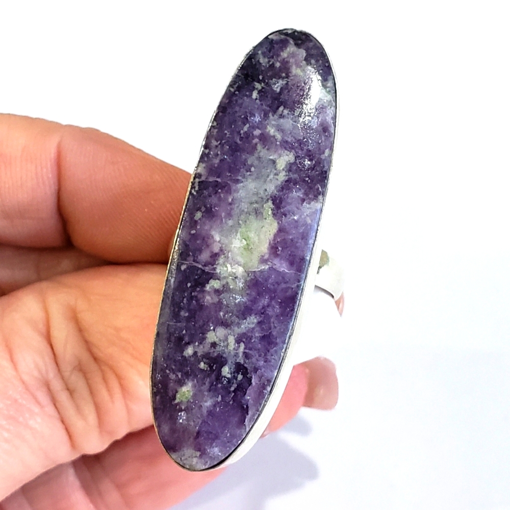 Lepidolite Ring, 925 Silver Lepidolite Ring, Lepi… - image 1